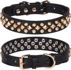 Spiked Dog Collar Soft Pu Leather Mushrooms Rivet Spike Studded Puppy Adjustable Pet Collars for Small Breeds (M, Black3)
