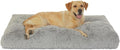 Bedfolks Waterproof Dog Crate Pad, Extra Large, Plush Faux Fur Washable Dog Kennel Bed 41"x27", Solid Light Grey