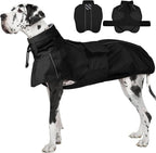 Waterproof Windproof Dog Raincoat with Full Body Coverage, Reflective Adjustable Hooded Jacket, Easy on Lightweight Dog Rain Coat for Large Dogs Poncho Breathable (Black, XXXXL)