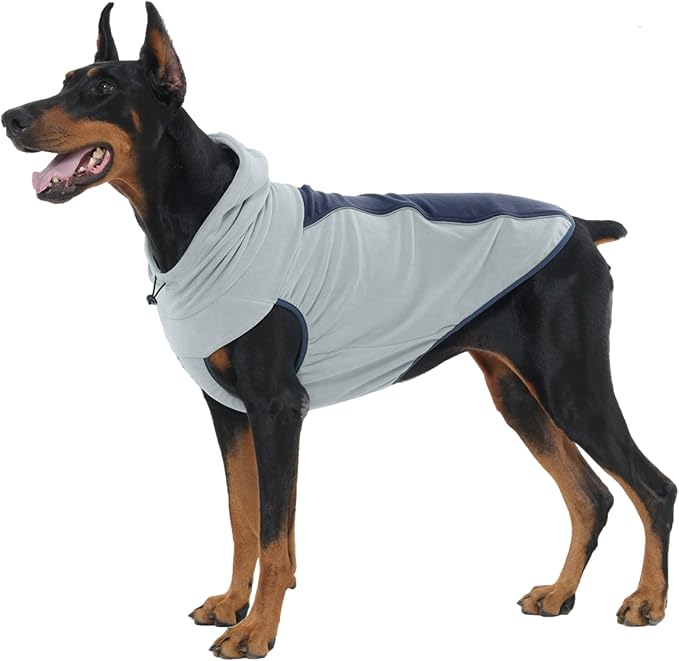 IECOii Great Dane Fleece Dog Sweater, Extra Large Dog Sweater with Leash Hole, Flexible & Good Stretchy Fit for Giant Breeds, Warm Turtleneck Sweatshirt Vest for Big Dogs, Machine Washable, Blue, 4XL