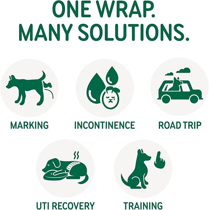 PAWPANG Copper Fit Mate Washable Male Dog Belly Band Kit – 1 Reusable Male Wrap with 15 Dog Diaper Liners, Ideal for Senior Dogs, Incontinence, and Marking, L