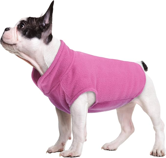 FUAMEY Dog Fleece Vest for Medium Dogs,Warm Stretchy Dog Sweatshirts Pullover with Leash Hole Dogs Sweater Soft Pet Turtleneck Cozy Pet Vest Lightweight Sleeveless Pink M