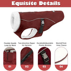 EMUST Winter Dog Jacket, Windproof Dog Apparel for Cold Weather, Reflective Warm Coats for Dogs, Warm Puppy Jacket for Cold Winter, Burgundy, S