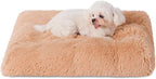 Bedfolks Plush Waterproof Dog Crate Bed, Removable Washable Cover, Faux Fur, Fluffy Kennel Bed 23"x18", Camel