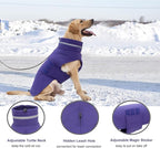 Dog Coat, Waterproof Winter Jacket, Warm Windproof Puffer Jacket, Reflective Adjustable Turtleneck Coats for Small Dogs with Hook & Loop - Purple - S