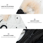 PINA Dog Winter Coat with Waterproof Fabric, Faux Fur Hood, Reflective Strap for Small to Large Dogs, Black, M