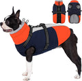 AOFITEE Dog Coat, Warm Dog Jacket with Harness Built-in, Waterproof Medium Dogs Cold Weather Coat with Zipper, Reflective Fleece Lined Pet Snow Jackets for Pug, Jack Russell, Boston Terrier, Blue M