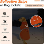 Extra Large Dog Coat, Warm Dog Winter Jacket, Waterproof Dogs Snowsuit with Foldable High Collar, Reflective Strips, Adjustable Hook & Loop Closure - Ideal for Cold Weather - Orange 4XL