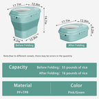 Cereal Rice Food Storage Containers, Collapsible 20 to 50 Lbs Dispenser Bin with Rolling Wheel Airtight Locking Lid, Dog Pet Cat Flour Sugar Plastic Leakproof Sealable Large Kitchen Pantry Holder