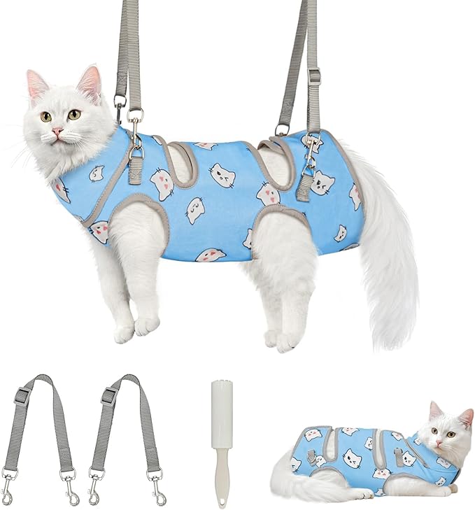 Supet Cat Grooming Hammock, Soft Fabric Nail Clipper Hammock, Self-Adhesive Wrap for Cutting Nails, Quickly Calm Down for Medicine, Teeth Brushing, Ear Cleaning