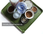 Hoki Found XX-Large Silicone Pet Feeding Mats - Non Slip Cat Dog Bowl Mats - Waterproof for Carpet - Dark Olive