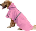Mikayoo Large Dog Raincoat Adjustable Pet Waterproof Clothes Lightweight Rain Jacket Poncho Hoodies with Strip Reflective(Pink,XXXL)