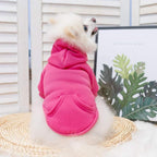 KOOLTAIL Basic Dog Hoodie - Soft & Warm Dog Hoodie Sweater with Leash Hole and Pocket, Dog Winter Coat, Cold Weather Clothes Sweatshirt for Small Medium Large Dogs Puppy Cat Boys Girls Deep Pink XS