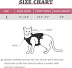 Tactical Cat Harness and Leash for Walking Esacpe Proof,Adjustable Soft Mesh Large Cat Vest with Rubber Handle Easy to Control,Molle Patches