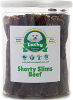 Lucky Premium Treats Lucky Shorty Slims – Beef Dog Treats and Crunchy Dog Chew Sticks with Real Beef for Small to Large Dogs (20 Count)