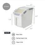 HANAMYA 10 Liter / 20 lbs Rice Storage Container with Measuring Cup, BPA free, For Rice | Grain | Pet Food | Flour, 2 count, White