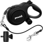 26ft Retractable Dog Leash with Chew Proof Extender, 2025 Upgraded Heavy Duty Retractable Pet Leash with Poop Bag Holder, Anti-Slip Grip, Reflective Leashes for Medium Large Dogs up to 110 lbs(Black)