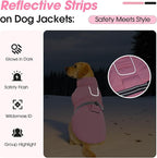 Extra Large Dog Coat, Warm Dog Winter Jacket, Waterproof Dogs Snowsuit with Foldable High Collar, Reflective Strips, Adjustable Hook & Loop Closure - Ideal for Cold Weather - Pink 4XL