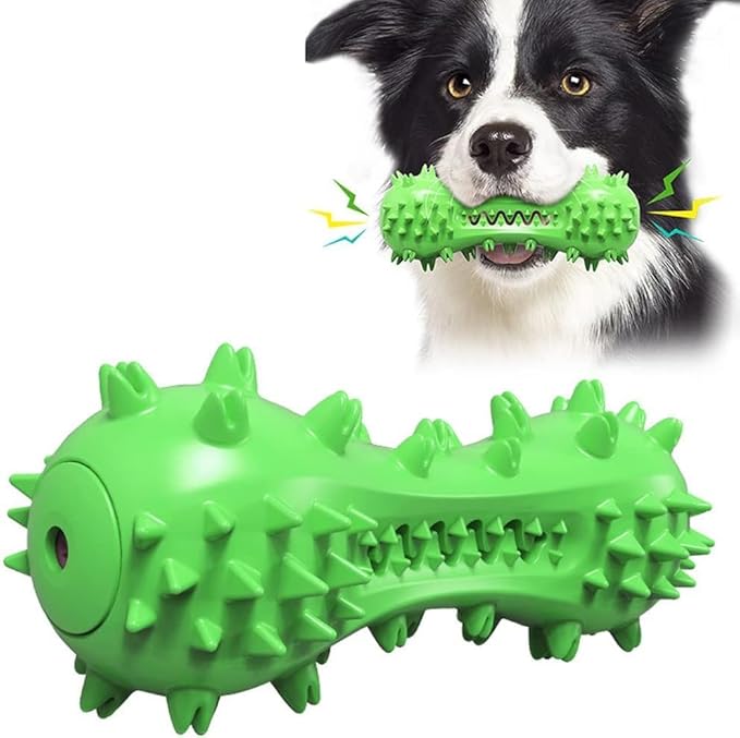 Dog Toy, Toothbrush Dogs Chew Squeaky Toys, Durable Bones for Aggressive Chewers, Dental Oral Care for Small, Medium and Large Dogs - Green