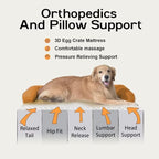 Large Dog Bed Orthopedic Washable, Orthopedic Dog Beds for Large Dogs with Washable Cover, Removable Bolster and Non-Slip Bottom Orange Pet Beds, XL XLarge Extra Large Dogs