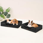 EHEYCIGA Memory Foam XXL Dog Bed for XLarge Sized, Extra Large Orthopedic Dog Sofa with Sides and Waterproof Liner, Washable Bolster Pet Couch with Removable Cover, 52x41x8 Inch, Black