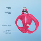 Voyager Step-in Plush Dog Harness – Soft Plush, Step in Vest Harness for Small and Medium Dogs by Best Pet Supplies - Harness (Fuchsia Corduroy), S (Chest: 14.5-16"), 206T-FU-S