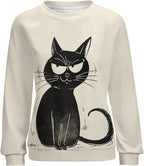 Womens Long Sleeve Tops Y2k Japanese Art Print Sweatshirts Fall Pullover for Women Crewneck Vintage Shirts Boho Tops