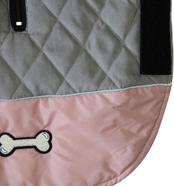 Reversible Dog Coats for Medium Dogs Waterproof Warm Dog Jacket for Cold Winter,Pink and Grey L