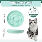 Ceramic Cat Slow Feeder Bowl - Pastel Series Cat Plate for Dry and Wet Food - Cute Maze Feeder Dish for Healthy Eating - Dishwasher Safe - 6.3''W x 1.2''H - 7 OZ - Mint Green