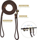 Guiding Star Leather Slip Lead Dog Leash for Small Dogs & Puppies 6 Ft x 1/4 Inch,Luxurious and Lightweight Leather Training Dog Leash for Walking with Soft Handle (Brown)