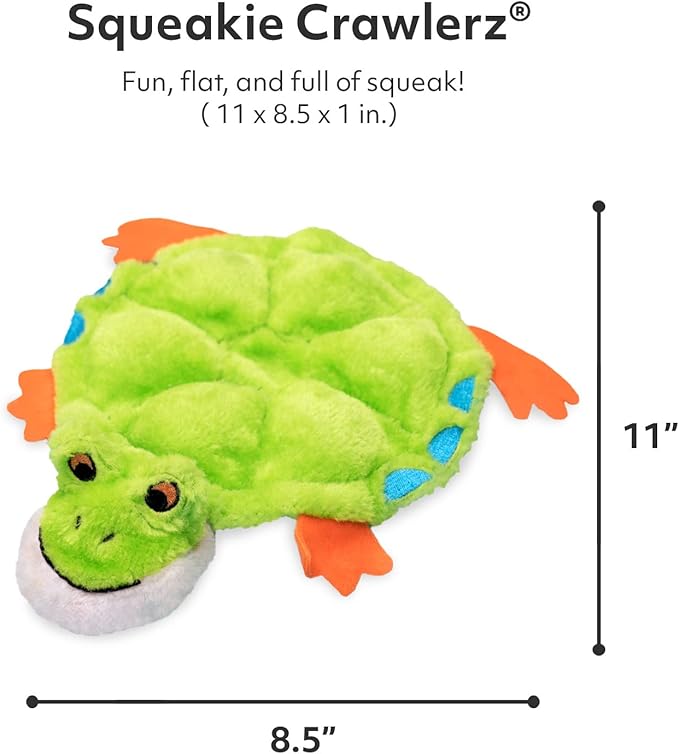 ZippyPaws Squeakie Crawler- No Stuffing Dog Toy to Keep Them Busy, for Small, Medium, & Large Dogs, Squeaky Pet Toy for Boredom, Unstuffed Chew Toy, Soft Plush Puppy Products, Toby The Tree Frog- 11"