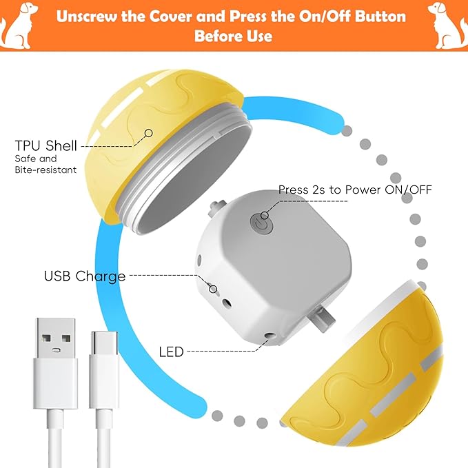 Interactive Dog Toy, Smart Interactive Dog Ball Remote Control, Automatic Moving, Bouncing, Vibrating Pet Toys for Medium Large Dogs, Safe Material, Rechargeable and Waterproof