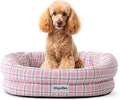 Orthopedic Dog Bed for Medium Size Dogs, Pet Sofa Bed with Egg Crate Foam, 4-Sided Bolster, Removable Washable Cover & Anti-Slip Bottom, Medium Pink Plaid