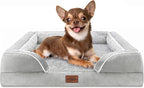 Comfort Expression Orthopedic Dog Bed for Small Dogs 24x16 Inch, Waterproof Egg Crate Foam Small Pet Bed with Removable Bolsters, Dog Couch with Washable Cover & Non-Slip Bottom, Grey White