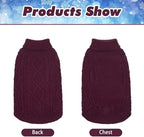 BINGPET Thermal Knitted Dog Sweater for Small Medium Large Dogs,Winter Dog Cat Coat Warm Sweartershirts Outfits,Classic Cable Knit Turtleneck Pullover Dog Jumper Coat Warm Sweartershirts