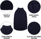 Mihachi Turtleneck Dog Sweater - Winter Coat Apparel Classic Cable Knit Clothes with Leash Hole for Cold Weather, Ideal Gift for Pet in New Year
