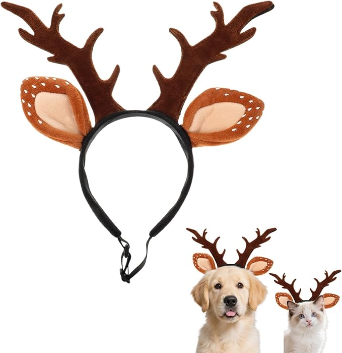Christmas Halloween Pet Headband for Dog Cat Pet Elastic Band Adjustable,Costume Accessory for Cats and Kittens Comfortable Non-deformable for Holiday Season and Photography - Size M