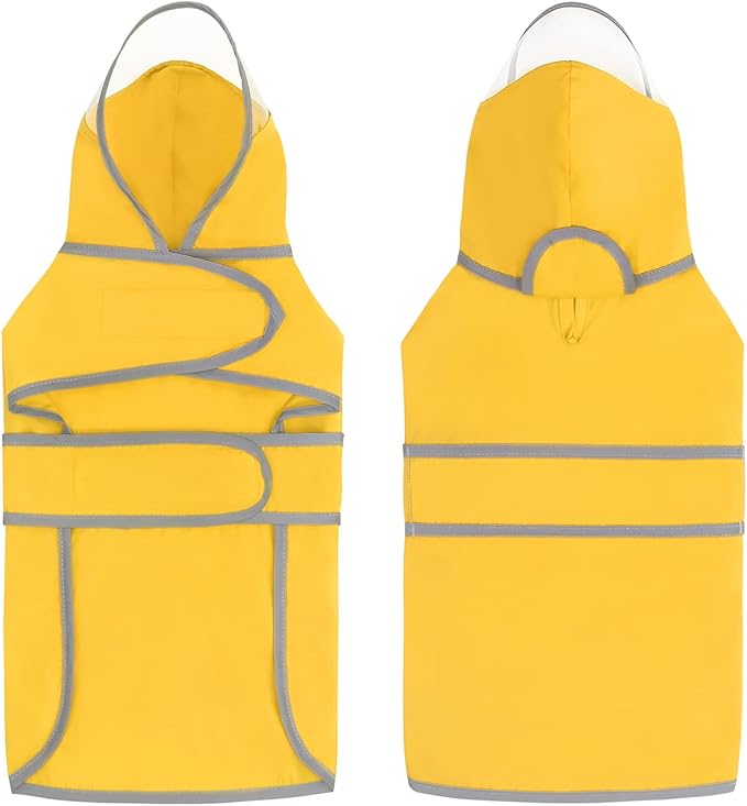 HDE Dog Raincoat with Clear Hood Rain Jacket Poncho for Small Medium Large Dogs Yellow - S