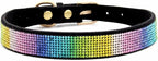 Serijoars Small Dog Collar with Rhinestone Crystal Diamond Colorful Bling Girl Puppy Cat Collars (L, Black2)