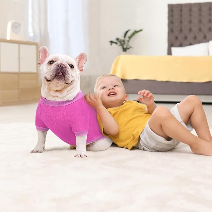Idepet Dog Fleece Sweater Pet Dog Clothes Small Dogs Pullover Sweatshirt Soft Puppy Sweater Warm Winter Shirt Classic Cat Apparel for Small Dogs and Cats (XX-Small, Purple)