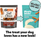 Wiggles & Wags Meaty Sticks, Also Known as Bacon & Cheese Soft Chews, Soft & Chewy Dog Treats for Adult Dogs, Made with Real Beef, 2-6 Oz Packs Bundled with Dog Poop Bag by Gokul Brands