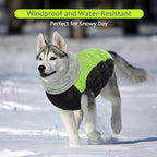 Lelepet Dog Coat Warm Dog Winter Coat Waterproof Dogs Jacket with Harness Built in Reflective Pet Fleece Vest Zip-Up Cold Weather Coats for Large Dogs Turtleneck & Windproof Coats Boston Terrier Lime