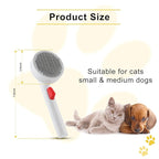 Cat Hair Remover Brush with 1-Click Self-Cleaning, Ergonomic Pet Grooming Tool with Golden Angle Teeth & Skin Protection