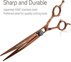 Curved Dog Grooming Scissors 7.5'' Downward 30° Professional Pet Grooming Trimming Shears for Dogs Teddy High Cobalt Alloy Steel for Right Handed Groomers (7.5, Chocolate Curve)