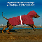 Waterproof Dog Raincoat - Reflective Adjustable Pet Rain Coats Jacket, Lightweight Dog Hooded Poncho Raincoats for Small Dogs (Red, Medium)