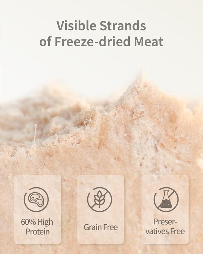 Freeze-Dried Cat Food, High Protein Healthy Freeze Dried Cat Treat & Topper (Rabbit Recipe - 0.7 Ounce)