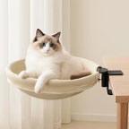 Large Cat Desk Bed, Sturdy Rotating Cat Desk Perch with Removable Washable Fabric Cover, Supports up to 50 lbs