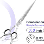 Professional Curved Thinning Scissors for Dog Grooming, 30-Degree Curvature, Japanese 440C for Trimming Dogs Cats and Other Pets face and paws (Pointy-tongued Blender)