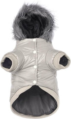 LESYPET Dog Coat for Small Dogs, Windproof Doggie Puffer Jacket with Leash Hole, Extra Warm Dog Jacket Winter Coat, Grey S