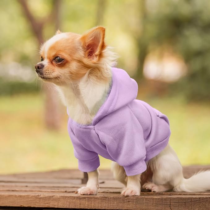 Idepet Pet Dog Hoodies 2 Pack with Pocket, Dog Outfits for Small Pets Chihuahua Clothes Warm Coat Jacket Autumn Puppy Sweatshirt Cats Clothing